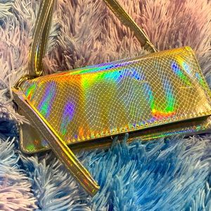 Multicolored wallet purse metallic silver
